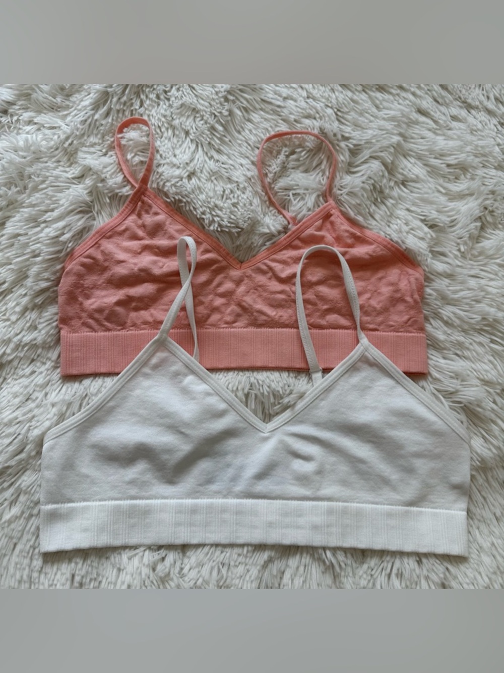 CAT & JACK Coral Pink White Girls Bralettes Sports Bras Large Lot of 2
